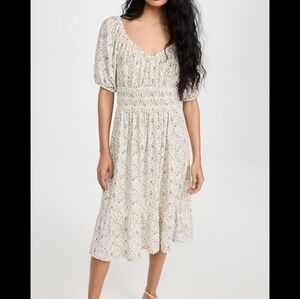 Nation LTD Cream Floral Midi Dress Fabia Shirred Mini Dress Size Small